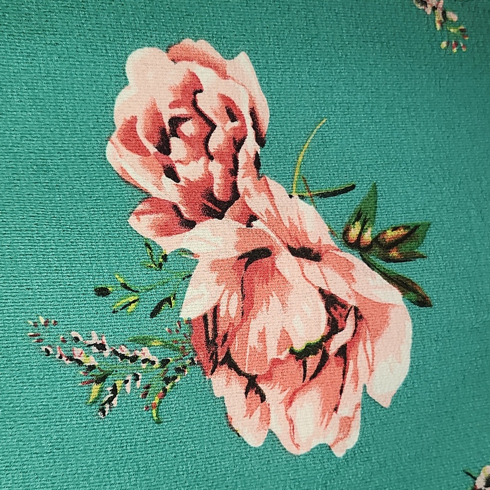 Green Wrap Dress Pink Floral Flower Print - Picture 7 of 7